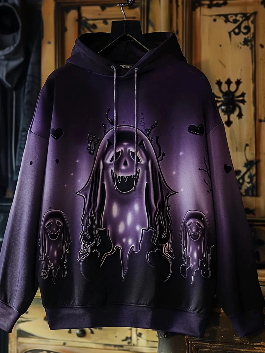 Men's Gothic Ghost Art Printed Hoodie