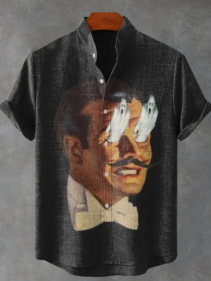 Spoof Ghosts Halloween Vintage Print Casual Shirt