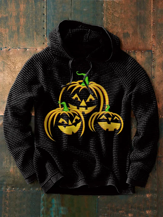 Casual Pumpkin Print Long Sleeve Hoodie