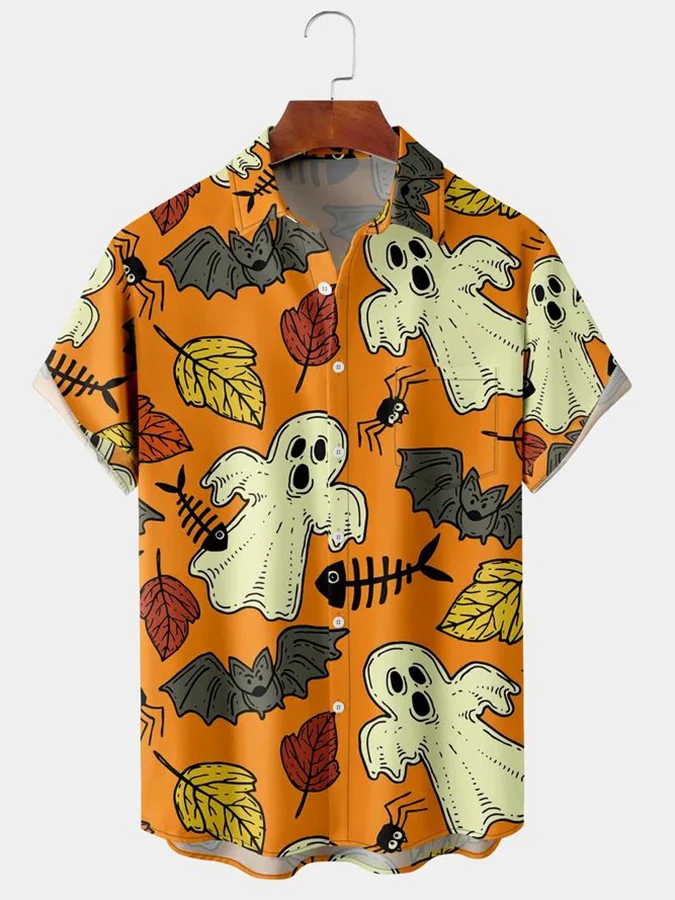 Men'S Printed Design Sense Fashion Casual Loose All-Match Shirt