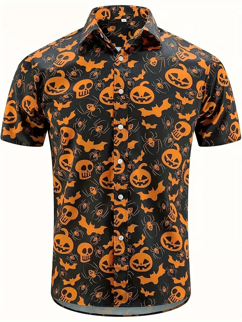 Men's Vintage Halloween Holiday Short Sleeve Shirt