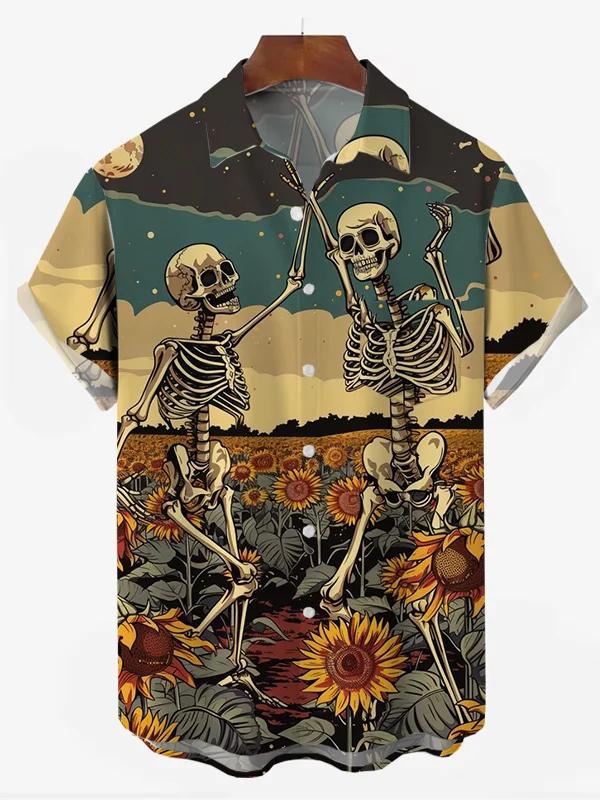 Men's Skull Print Resort Shirt