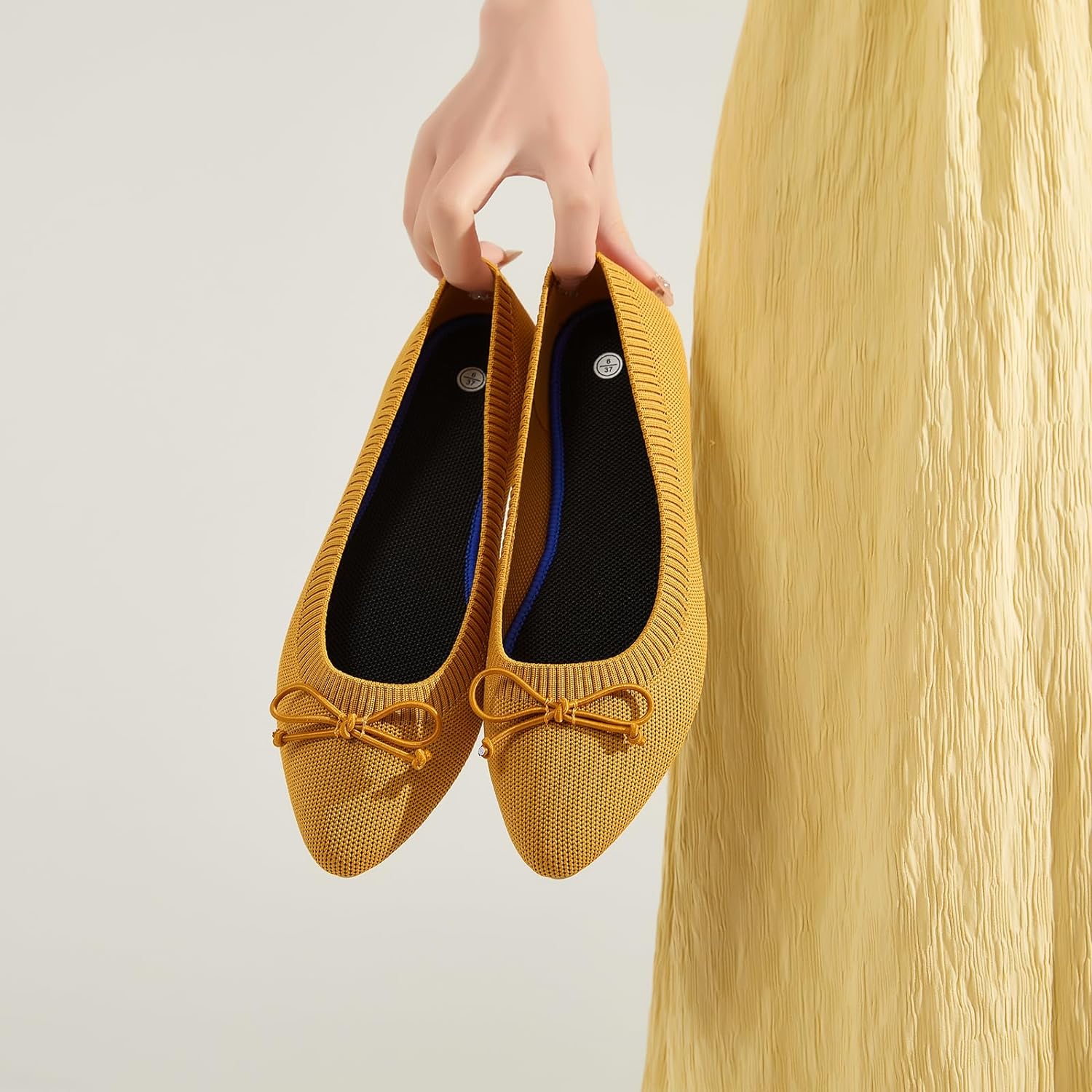 Women's Flats Black Flats Shoes Pointed Toe Ballet Flats Comfortable Bow Girls Flats Dressy