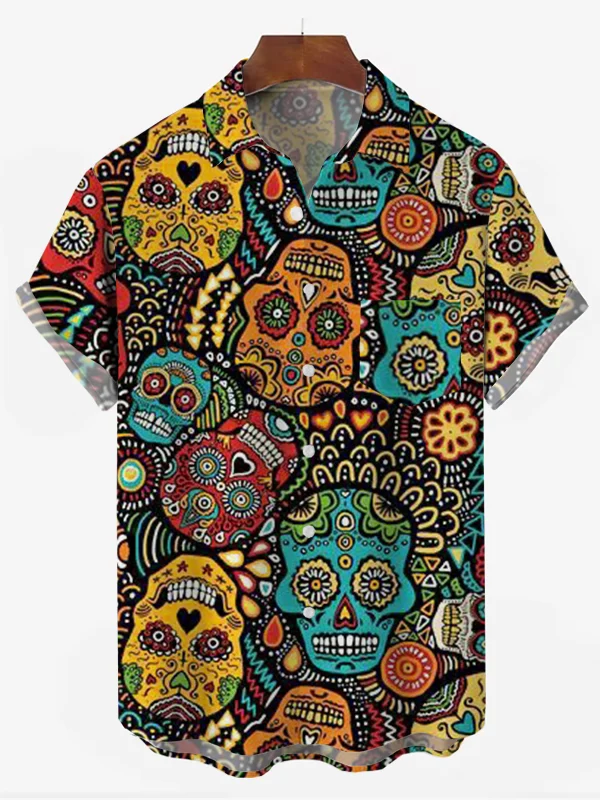 Men's Skull Print Resort Shirt