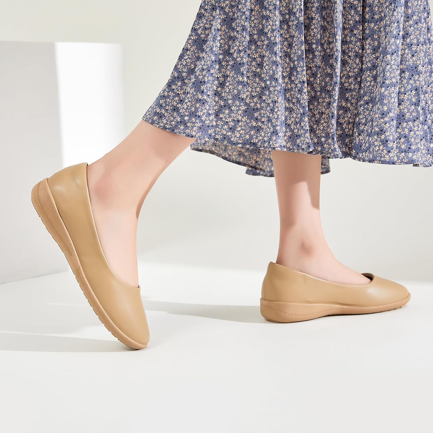 Women's Flats Comfortable Black Flats Shoes Women Round Toe Ballerina Flats Leather Dress Shoes Work Flats for Office