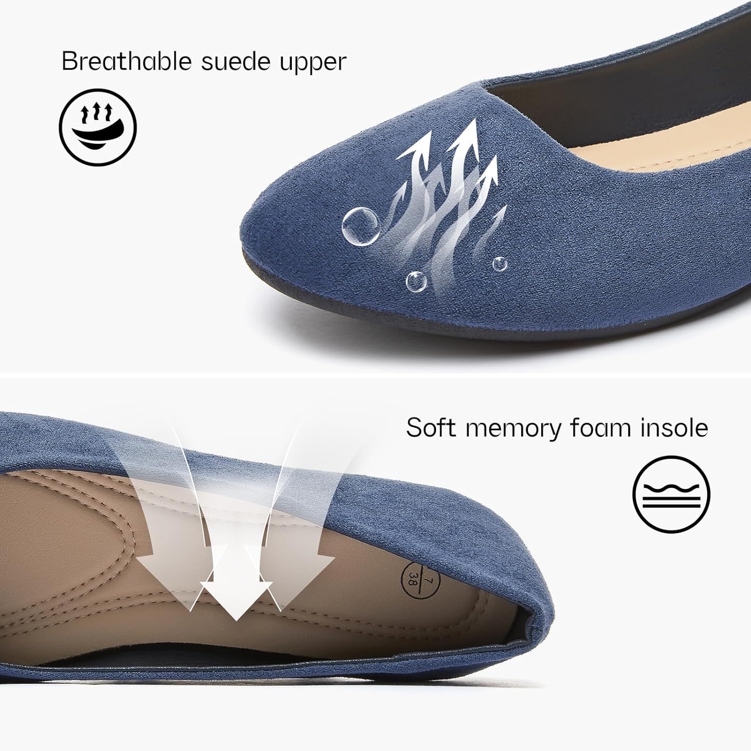 Flats for Women Round Toe Flat Shoes Dressy Black Ballet Flats Comfortable Womens Dress Shoes Ballerina Flats for Work